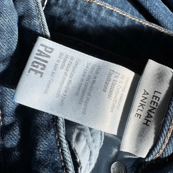 PAIGE Women’s Leenah Ankle High Rise Wide Leg Dark Blue Jeans - Picture 5 of 6